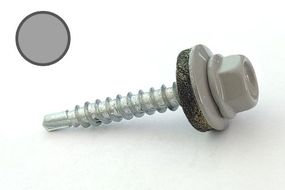 Саморіз покрівельний 4,8*35 DIN 7504K RAL 9006 для дерева (ящ. 1600 шт.) (колір — біло-алюмінієвий) APRO SDS48359006-C1