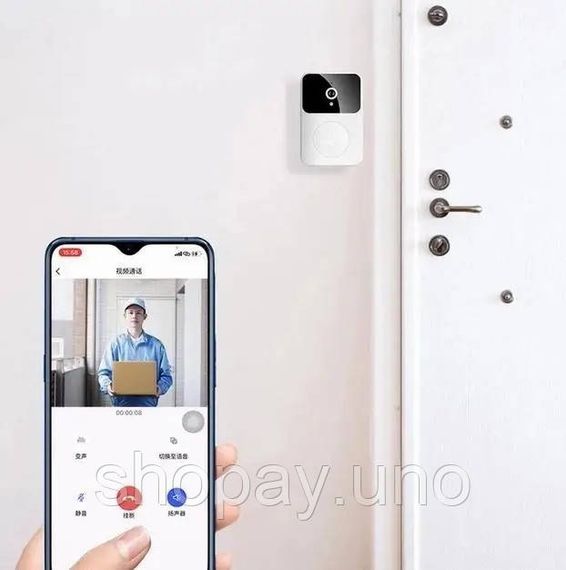 Бездротовий дверний WIFI дзвінок Doorbell X9 · Відеодомофон з Wi-Fi камерою та датчиком руху | Зображення 1