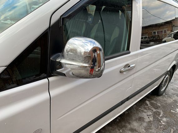 Накладки на дзеркала Vito 2004-2010 (2 шт) OmsaLine - Італійська нержавійка для Mercedes Vito W639 рр | Зображення 2