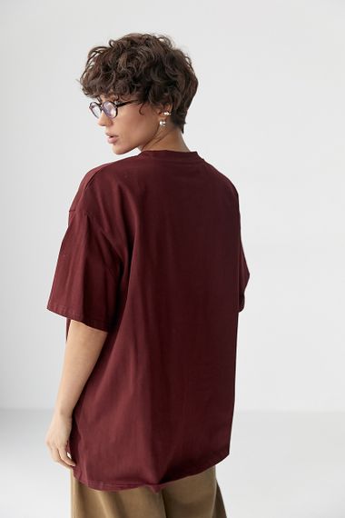 Футболка вільного фасону  із принтом авто - бордо цвет, ONE SIZE (є розміри) | Зображення 1