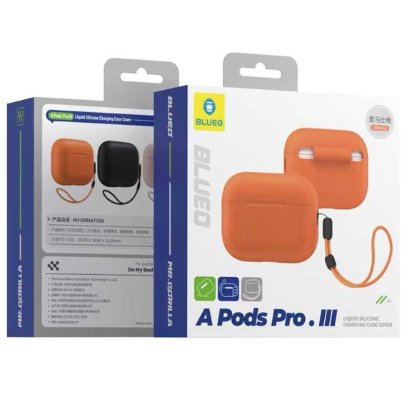 Силиконовый футляр BlueO Liquid silicone для наушников Airpods Pro 3 Orange | Зображення 1