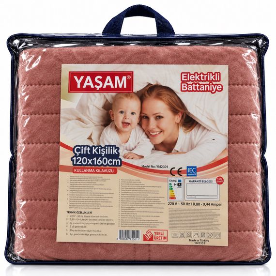 Флісове електропростирадло YASAM 120х160 см 2 режими Простирадло з підігрівом від мережі Туреччина Кораловий | Зображення 1