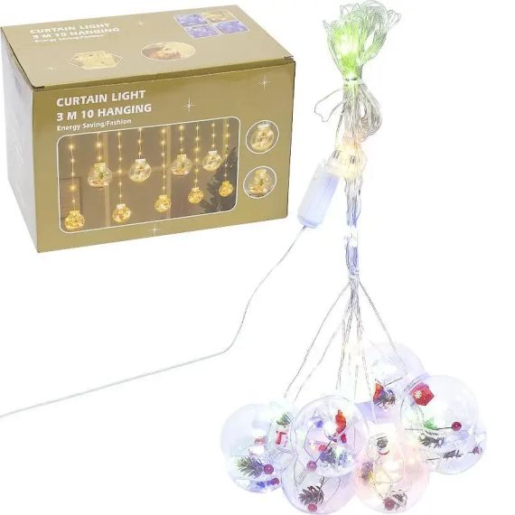 Новогодняя гирлянда с игрушками в шаре 10 шт на 3 х 1.5 м RJ-11 Мультицвет | Зображення 5