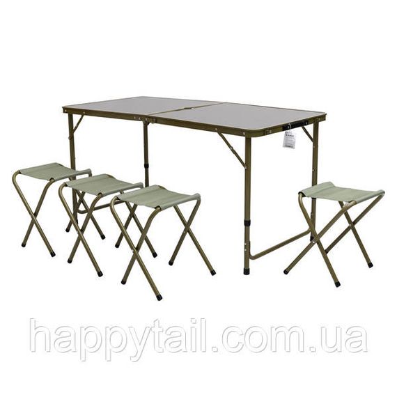 Стол туристический складной 120х60 см + 4 стула набор для кемпинга JY-12060GR Зеленый | Зображення 2