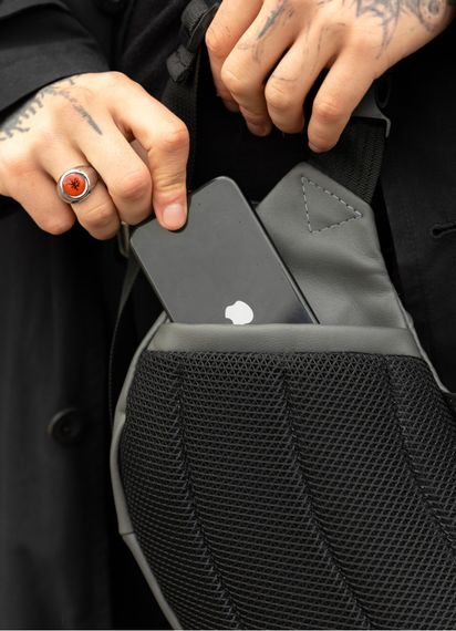 Большая мужская сумка бананка Sambag DynamicDart графитовая 38×21×7 см (80411009m) | Зображення 8