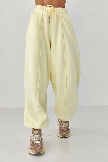 Жіночі теплі спортивні штани - лимонний цвет, M (є розміри)