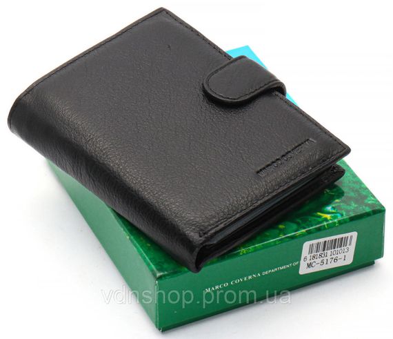 Чорний чоловічий гаманець вертикального типу з натуральної шкіри під документи Marco Coverna MC-5176-1 | Зображення 9