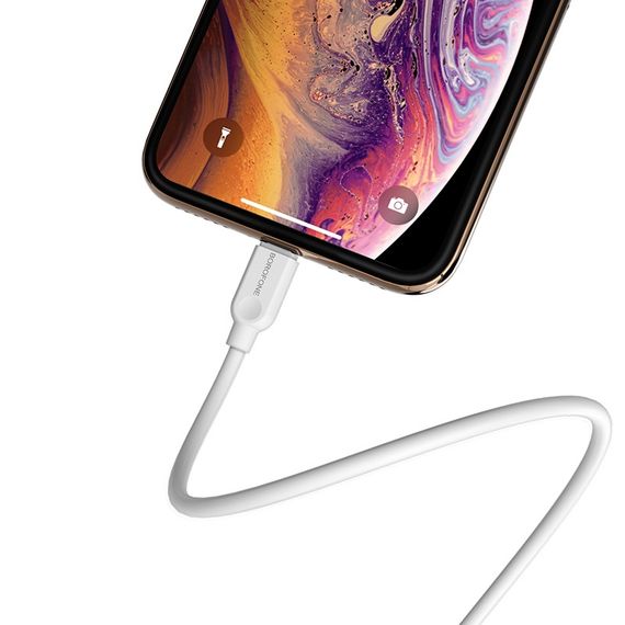 USB - Lightning кабель для iPhone Borofone BX14, 2.4A, Білий, 3m | Зображення 2
