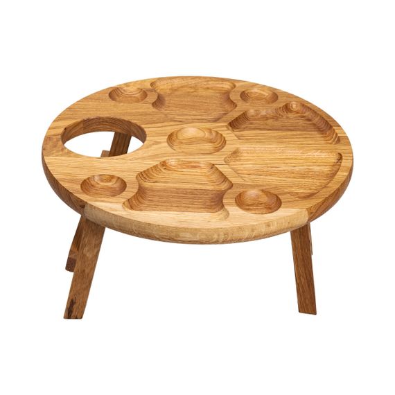 Винный столик-менажница из дерева 35 см круглый на ножках дуб BWR350180 | Зображення 4