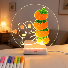 Светодиодный планер-ночник / Планшет для рисования круглый / LED доска для заметок + маркеры