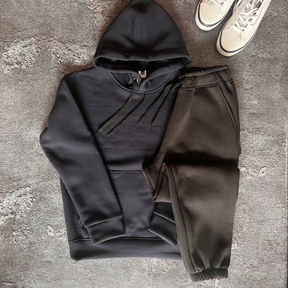 Мужской теплый спортивный костюм на флисе DA2456 размер XXL цвет графит + черный