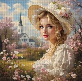 Набор для вышивки крестом JOZYSH «Весеннее вдохновение» 14CT, 40x40 см, канва Аида с нанесенным рисунком