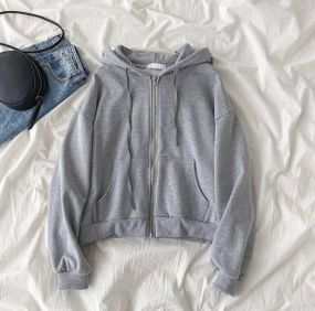 Женская укороченная толстовка на молнии оверсайз GF313 цвет серый, размер 42/46