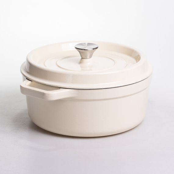 Кокотниця чавунна емальована 5,5 л, бежевий Yiwu HP-FLG-5 WHITE | Зображення 5