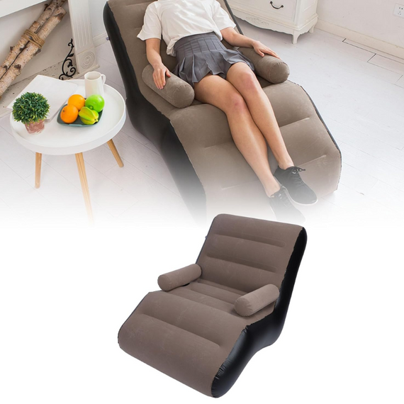 Надувне крісло з підлокітниками 140*85*80 см з електронасосом у комплекті, з м'якого велюрового покриття | Зображення 2