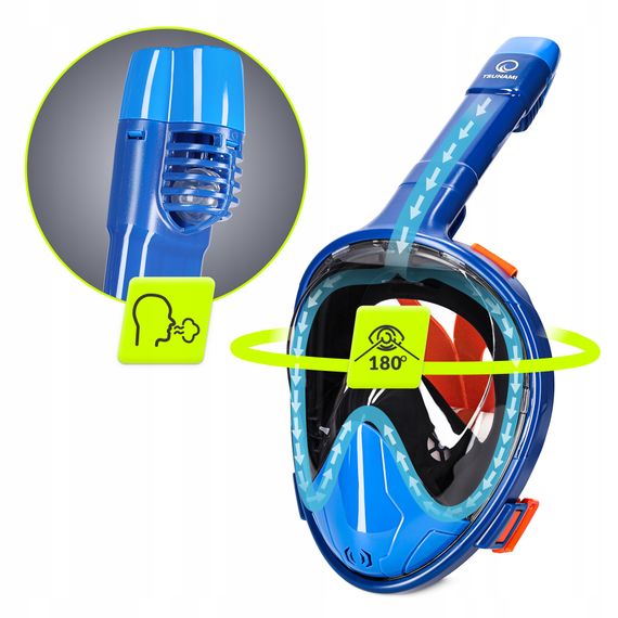 Маска для снорклінгу TSUNAMI повнолицьова, зі складною трубкою Size L/XL Blue (P-5905973405461) | Зображення 4
