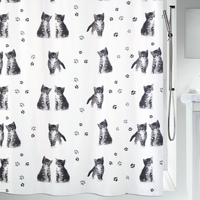 Шторка для ванної та душу Spirella Kitty Paw 180x200 см, водовідштовхувальна поліестер, 10.19180