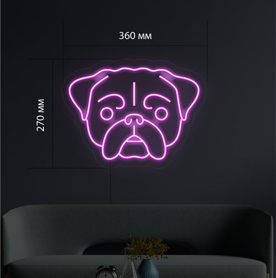 Неоновий світильник Мопс 360х270 acr-n000030 | Зображення 1