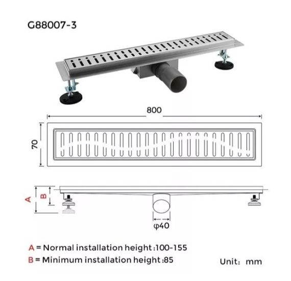 Душовий трап Gappo 70х800 мм, нержавіюча сталь G88007-3 | Зображення 5