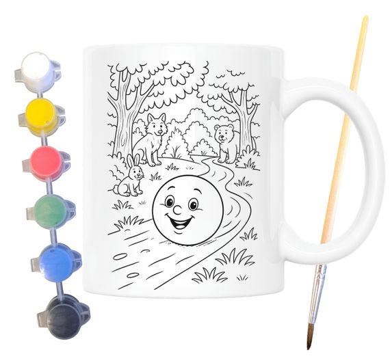 Набор для творчества кружка раскраска Колобок (по мотивам народной сказки) 330 мл белая (КР0182) | Зображення 1