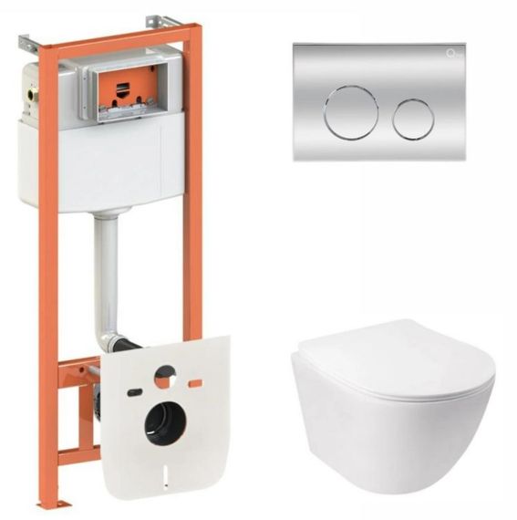 Набір Qtap Nest 4 в 1 підвісний унітаз Jay Ultra Quiet 485x360x320 + комплект інсталяції QT07335177W45137