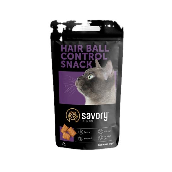 Лакомство для котов Savory Cats Snacks Pillows Hair Ball Control для вывода шерсти 60 гр