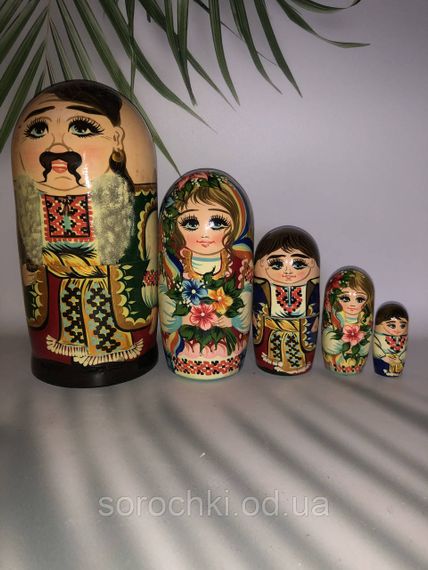 Сувенир матрешка, "Семья", пятерка, ручная работа, береза, высота 19см 19см