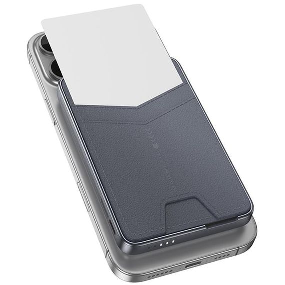 Портативное ЗУ Power Bank Hoco Q46 Title PD20W с БЗУ+card holder 5000 mAh Silver gray | Зображення 2