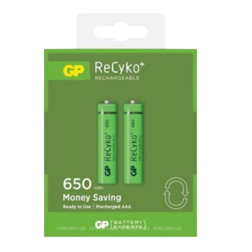 Акумулятор AAA/HR03 NiMh 650 мАh (бл-2шт) GP ReCyko+Pro