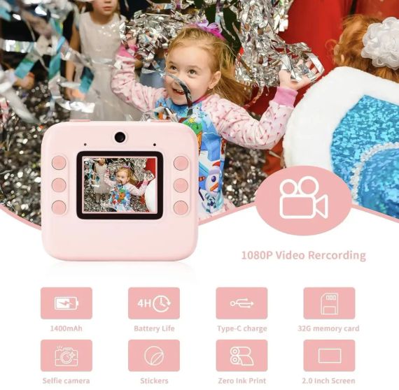 Фотокамера моментальной печати детская Instant Print Camera, 1080P Video for kids | Зображення 2