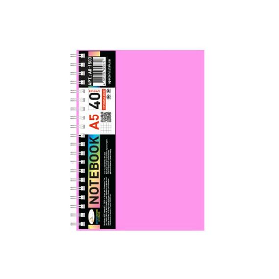 Блокнот А5 АП-1503(Pink) 40 аркушів, пружина збоку