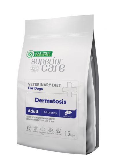 Корм Nature's Protection Superior Care Veterinary Diet Dermatosis Salmon Adult All Breed Dogs сухой с лососем для собак с проблемами кожи и шерсти 1.5 кг