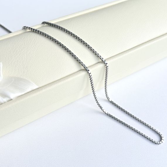 Срібний ланцюжок Венеція 40 см (квадратне плетіння, box chain), 5 г, 925 проби | Зображення 1