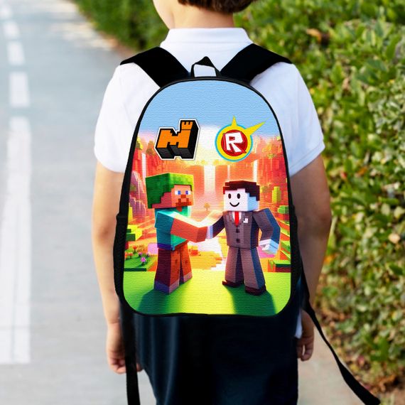 Рюкзак дитячий Майнкрафт і Роблокс дружба "Minecraft" 34х27 см, ранець Roblox міський для хлопчика (00538)