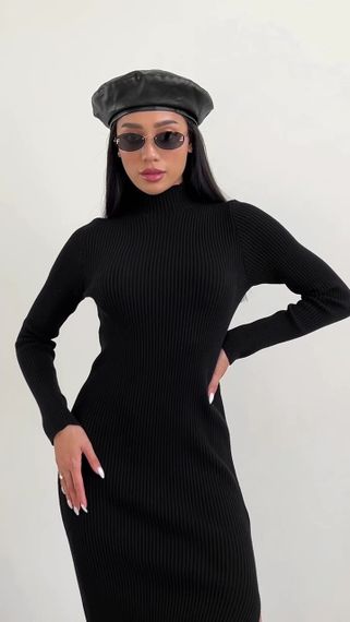 Сукня MAXI довга приталена з розрізом чорна 🖤🔥 | Зображення 8