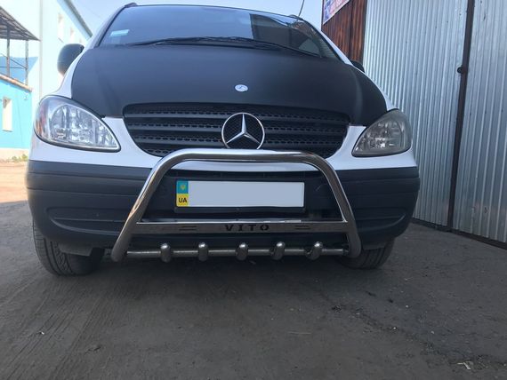 Кенгурятник WT004 (нерж.) с надписью, 2010-2015, 60мм для Mercedes Vito W639 | Зображення 2
