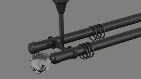 Карниз для штор дворядний металевий 19 мм стельовий, Куля Кристал Маренго 320 див.