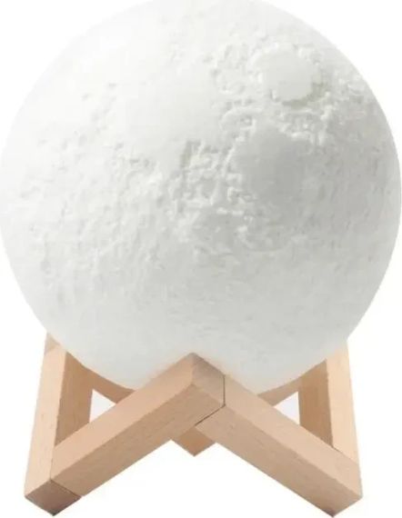 ОЧЕНКА! Світильник-нічник 3D шар Місяць Moon Lamp на дерев'яній підставці 15 см (Плохе паковання 3227) | Зображення 2