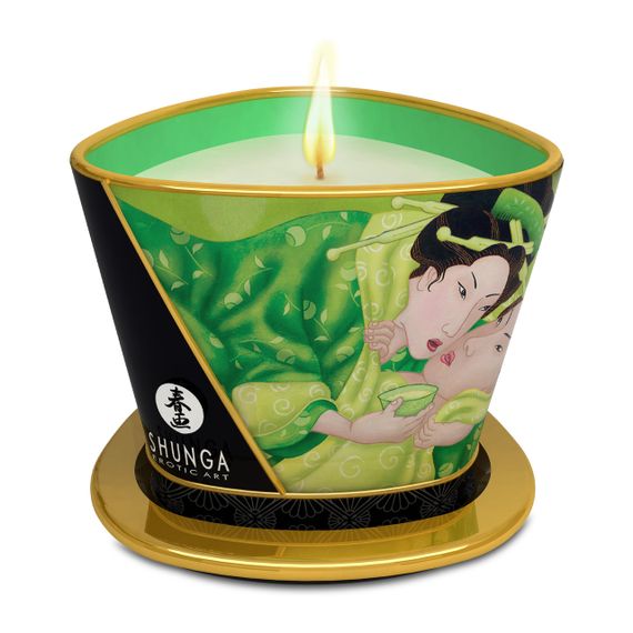 Масажна свічка Exotic Green Tea аромат: зелений чай, 170 мл.  SHUNGA (Канада) sexstyle | Зображення 1