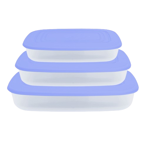 Набір контейнерів для харчових продуктів прямокутний 3в1 прозорий/бузковий Алеана