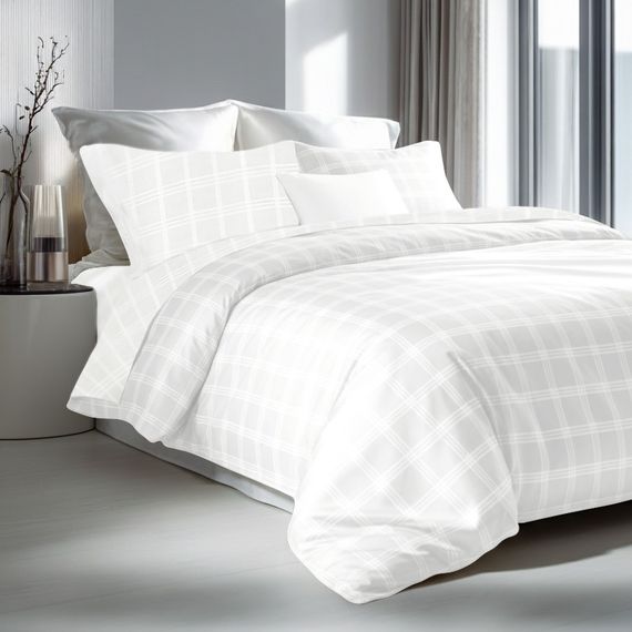 Комплект постільної білизни SoundSleep Jacquard Sofino White сатин-жаккард Двоспальний Євро 200х220 см білий (2800004890465)