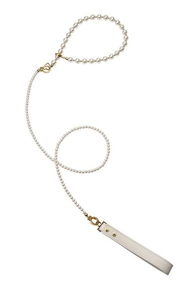 Нашийник із повідцем LOCKINK Pearl Collar&Leash Set Білий One Size