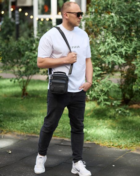 Чоловіча сумка-барсетка шкіряна чорна Tiding Bag 32051 | Зображення 8