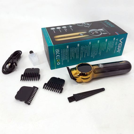 Машинка для стрижки волос беспроводная VGR V989, Профессиональный триммер QK-958 с насадками | Зображення 4