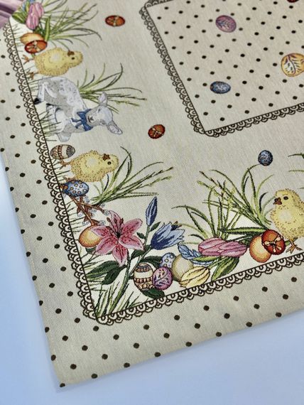 Скатертина гобеленова CHEYSI Limaso, 93x93, Квадратна, Великодній, Без люрексу, 60% поліестер, 24% бавовна, 16% акрил, Гобелен | Зображення 4