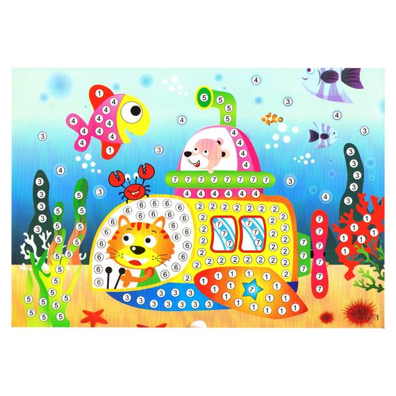 Детская мозаика по номерам "Подводная лодка" 13-127-6 разноцветные камушки