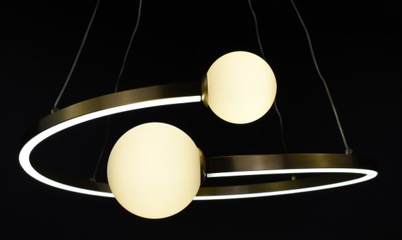 Люстра світлодіодна підвісна LED світильник для квартири на стелю лед 26815 Латунь 40-150х50х55 см. | Зображення 6