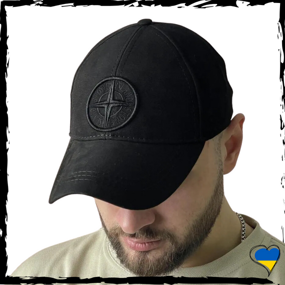 Кепка Stone Island. Кепка SI, Стон Айленд. Унісекс, чорна. Шапка 57-59р