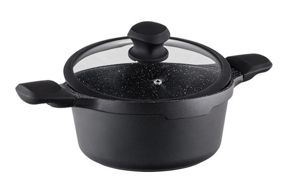 Кастрюля Vinzer Kuro Induction Line 50428, 3.7 л, 24 см, алюминиевая с крышкой и антипригарным покрытием