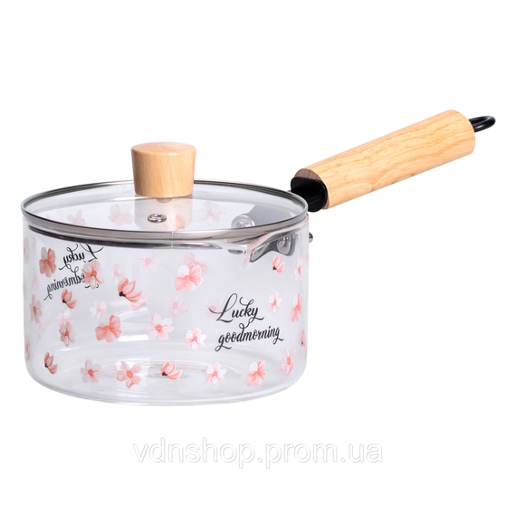 Скляний ківш із кришкою для кухні 1.8 л ручкою і носиком HP-34-19 | Зображення 2